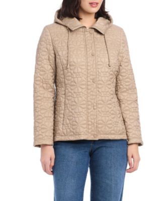 Women's Short Spade Flower Quilted Jacket W/ Hood