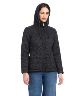 Women's Short Spade Flower Quilted Jacket W/ Hood