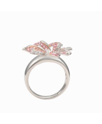 Suzy Levian Sterling Silver Sapphire & Created White Sapphire Flower Ring