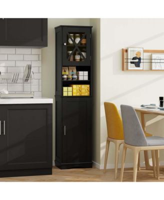 67" MDF Freestanding Bathroom Storage Cabinet with 5 Adjustable Shelves