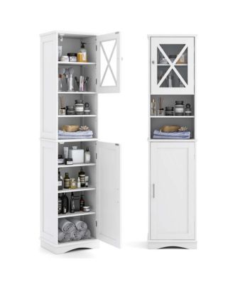 67" MDF Freestanding Bathroom Storage Cabinet with 5 Adjustable Shelves