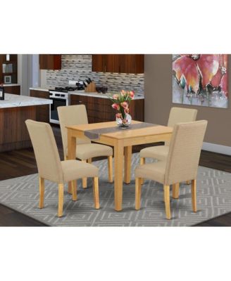5-Piece Dining Room Set with Square Table and 4 Wooden Chairs