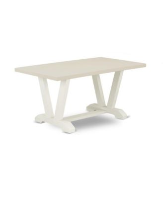 5-Piece Dining Set – Linen White Finish Table and 4 Upholstered High Back Chairs for Dining Room