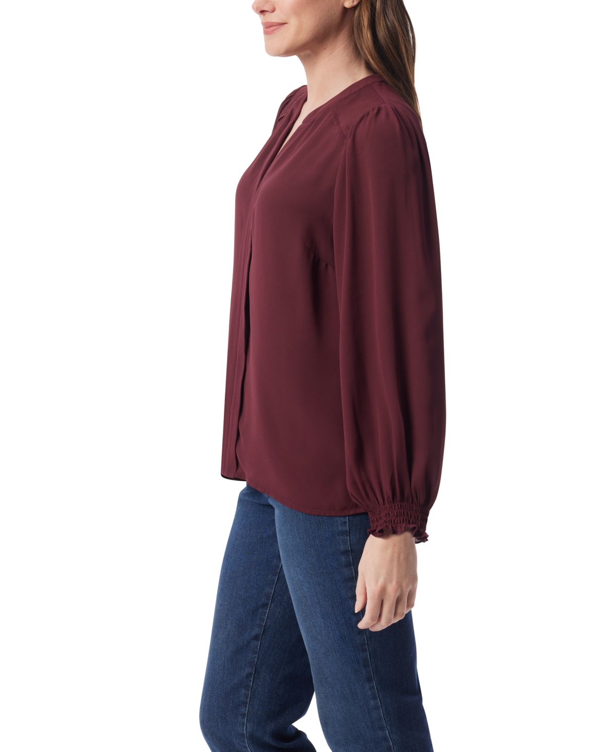 Gloria Vanderbilt Women's Danika Pleated Peasant Top In Burgundy