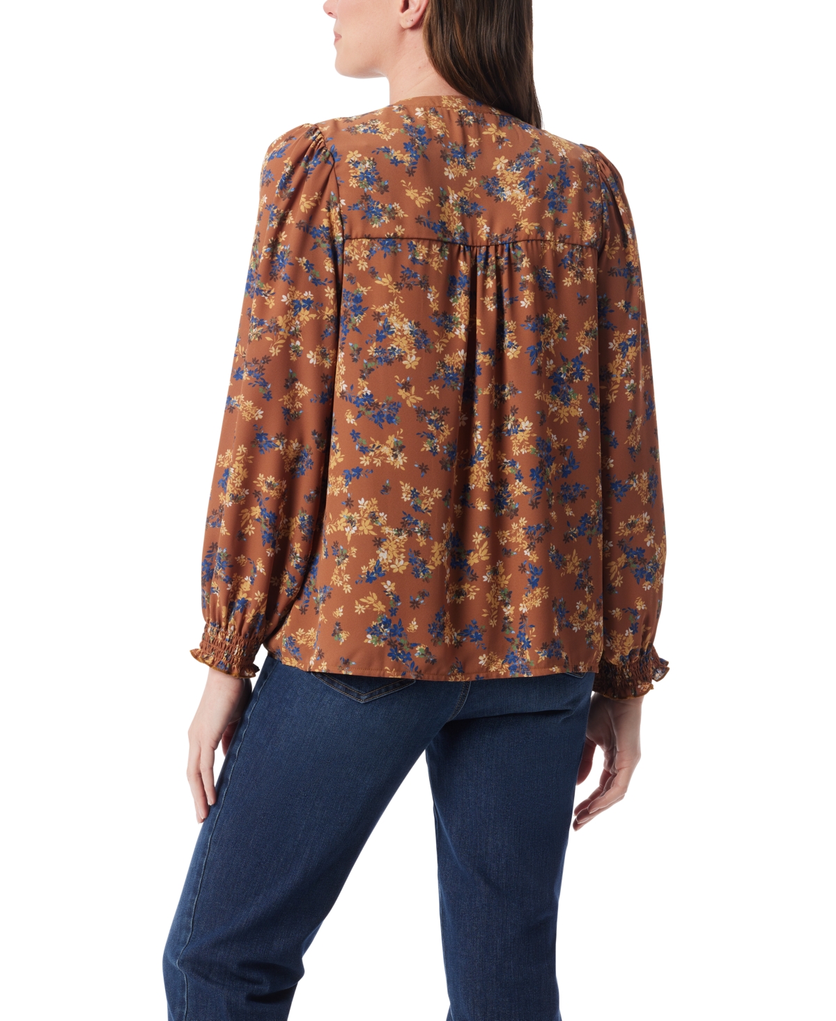 Gloria Vanderbilt Women's Danika Pleated Peasant Long Sleeve Top In Multi