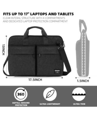 17-17.3 inch Slim Laptop Bag, Computer Carrying Case with Shoulder Strap, Notebook Handbag Cover for Men Women Fits Asus Lenovo HP Toshiba Black