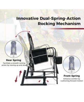 Outdoor Rocker Camping Chair with Dual Springs and Padded Back