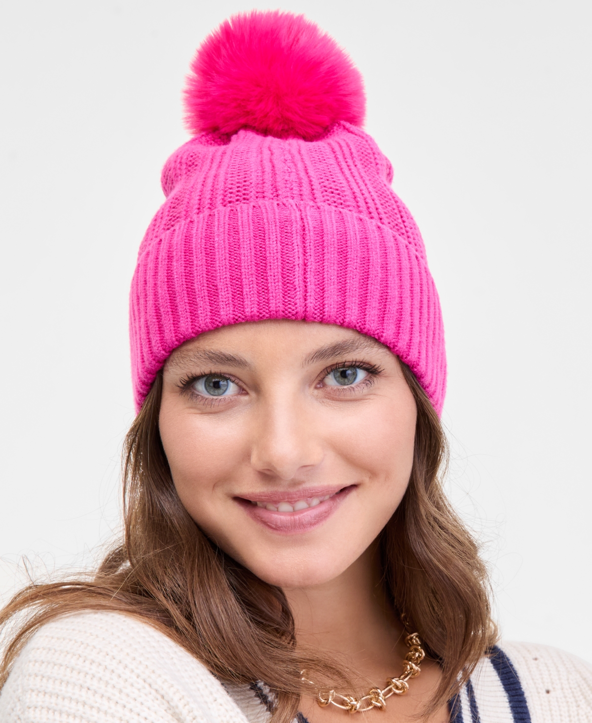 On 34th Boxed Rib-knit Beanie, Macy's Exclusive In Pink