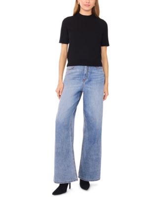 Saddle Short Sleeve Crewneck Sweater