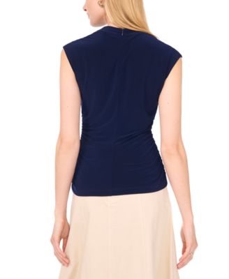 Women's Draped Sleeve Mock Neck Knit Top