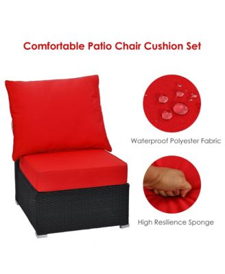 2PCS Deep Seat Chair Cushion Pads Set Indoor Outdoor W/ Rope Belts