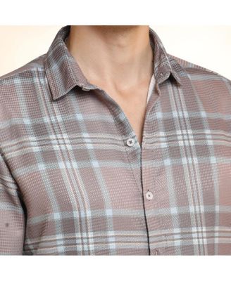 Men's Nude Pink & Cloud Grey Tartan Plaid Shirt