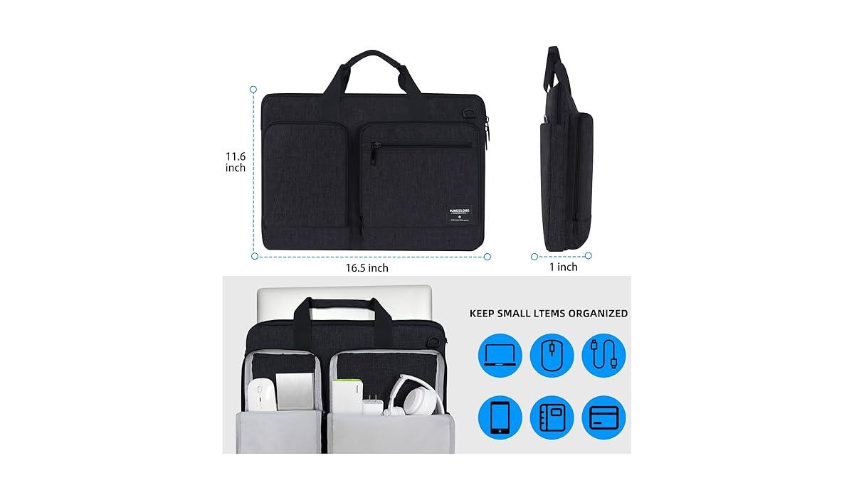 17 In Laptop Shoulder Bag Shockproof Computer Messenger Bag with Strap Laptop Briefcase Bag for Travel Work College