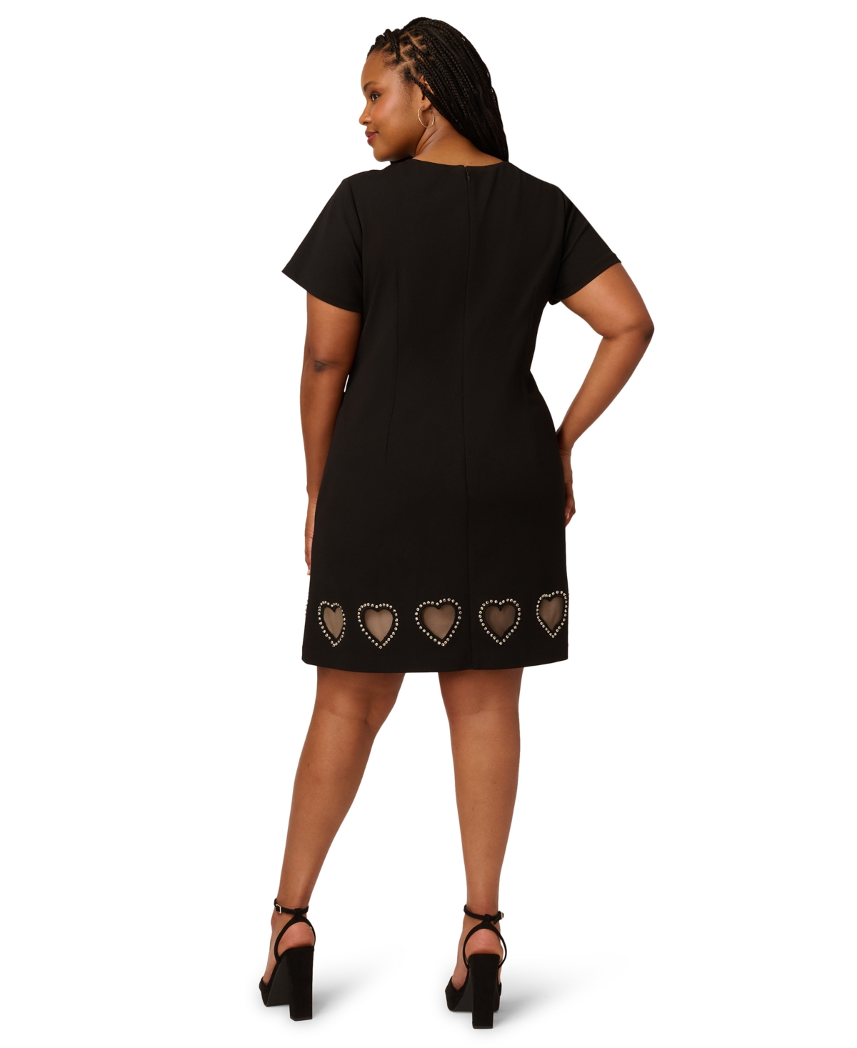Adrianna Plus Size Women's Beaded Knit Crepe Sheath Dress In Black