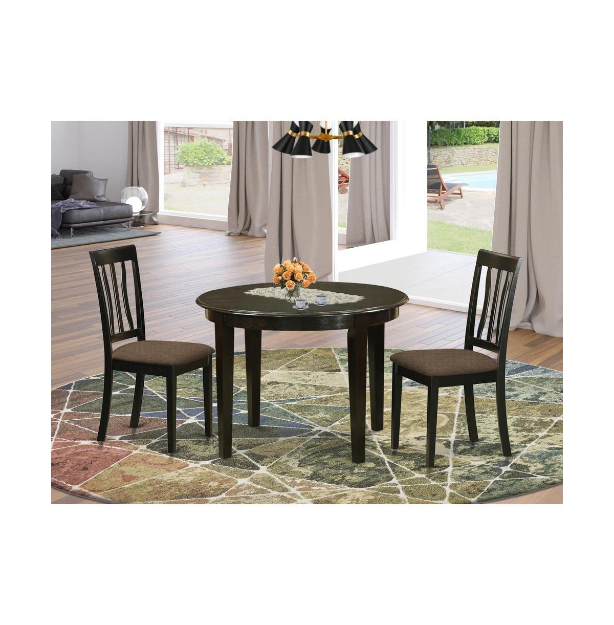 East West Furniture 3 Pc Kitchen Table set-Small round Table and 2 Kitchen Chairs
