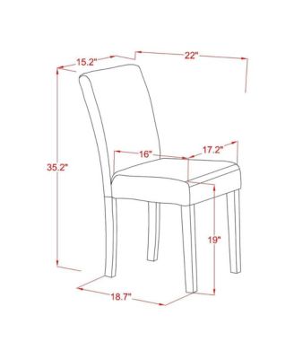 3-Pc Wooden Dining Set with Oak Dining Table and High Back Upholstered Chairs