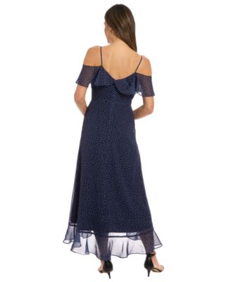 Petite Cold Shoulder V-Neck Maxi Dress