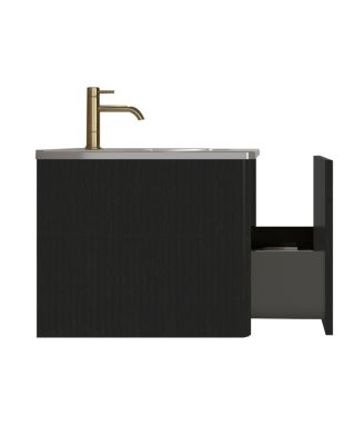 Etna 24" Wall-Mounted Vanity With Ceramic Sink and Striped Wood Grain