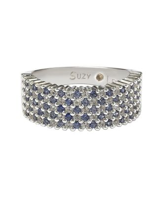 Suzy Levian Sterling Silver Sapphire & Created White Sapphire Half Band