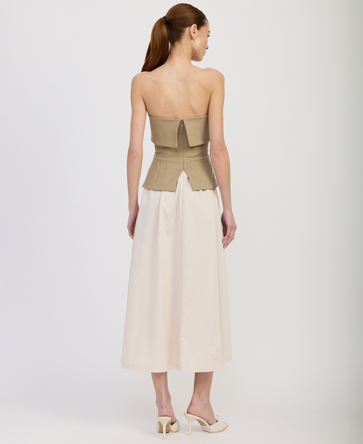 En Saison Women's Arden Mixed Media Strapless Sleeveless Dress In Brown