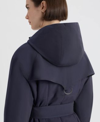 Women's Hooded Belt Trench Coat