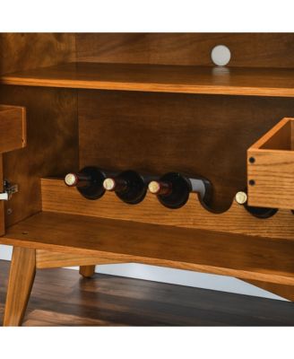 CASAINC 31.5" Cabinet with Wine Glass Holder & Wine Rack & Adjustable Shelf