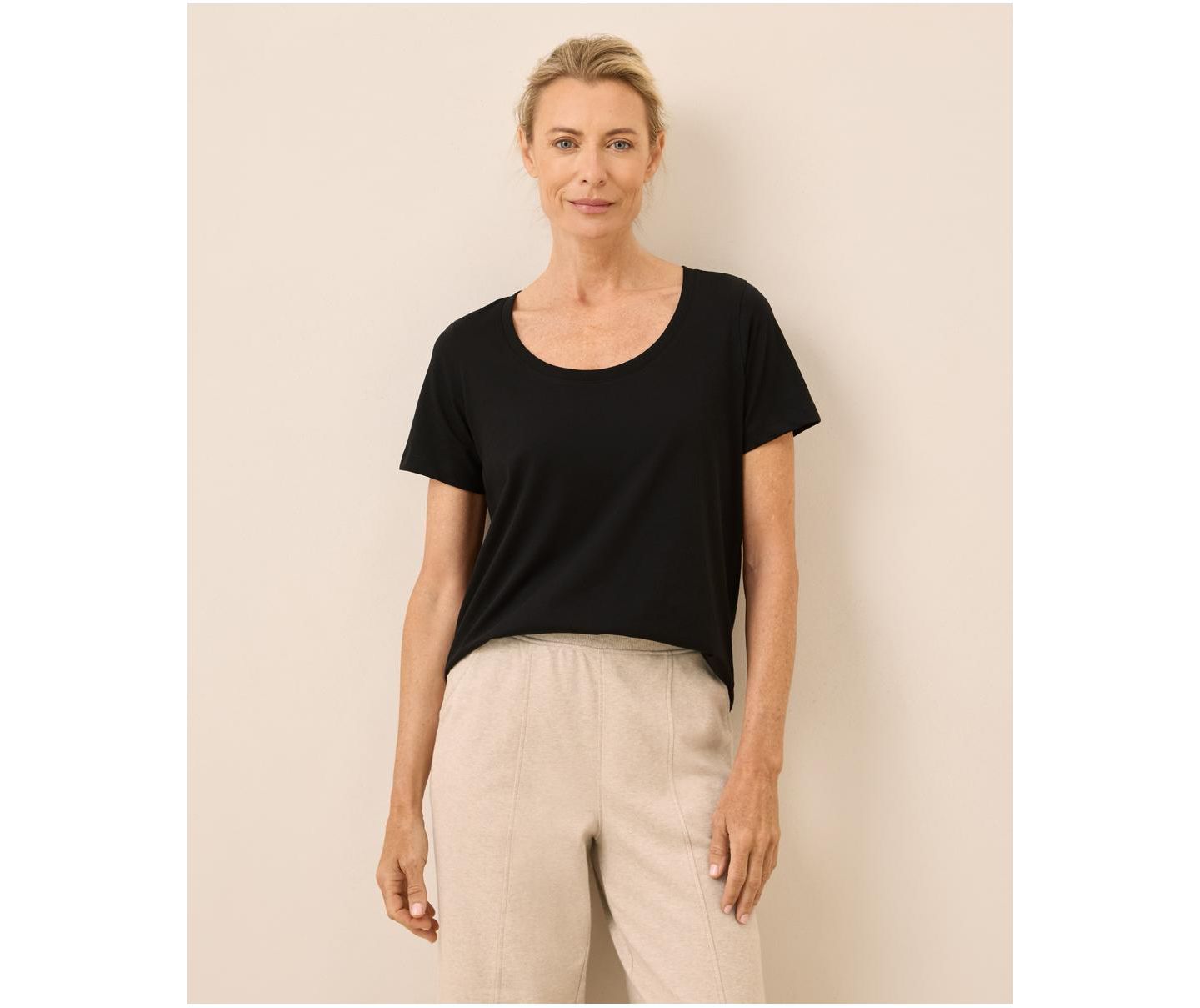 Женская футболка Pact Organic Cotton Softspun Scoop Neck, цвет: Чёрный — фото 1