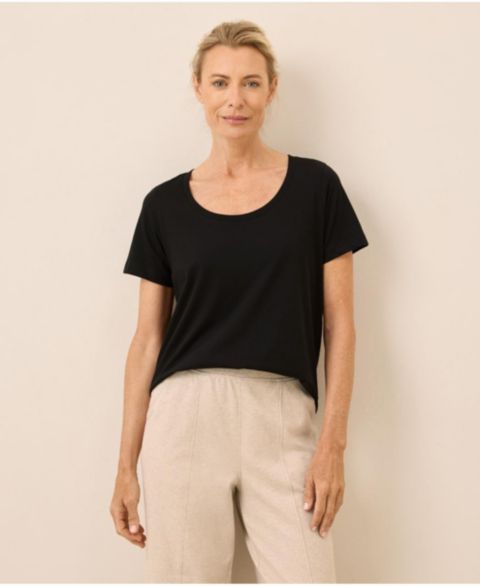 Женская футболка Pact Organic Cotton Softspun Scoop Neck, цвет: Чёрный
