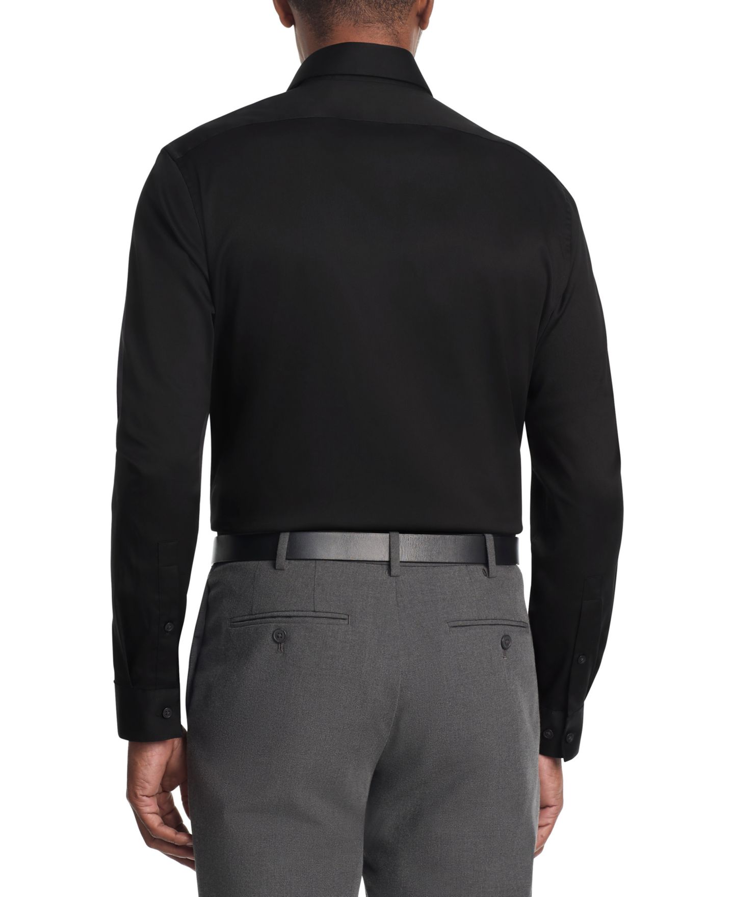 Мужская рубашка Kenneth Cole Reaction Techni-Cole, Slim Fit Shirt, Sateen Solid, цвет: Чёрный — фото 2