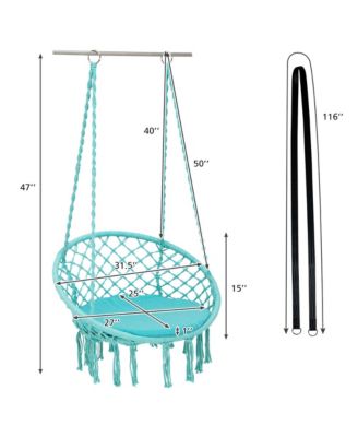 Hammock Swing Chair with Cushion Hanging Hardware Kit Indoor Outdoor