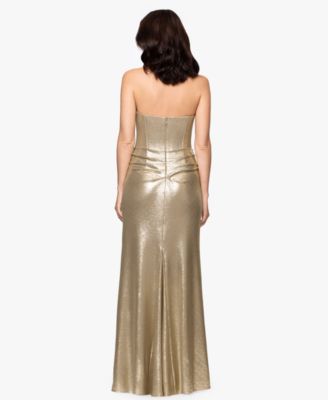 Women's Shiny Foil Strapless Dress