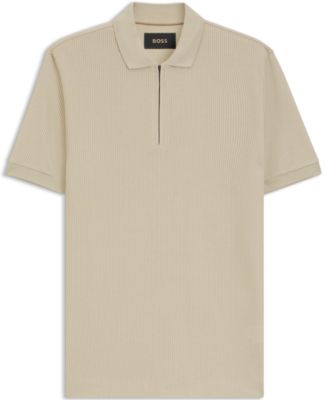 Men's Zip Placket Structured-Cotton Polo Shirt