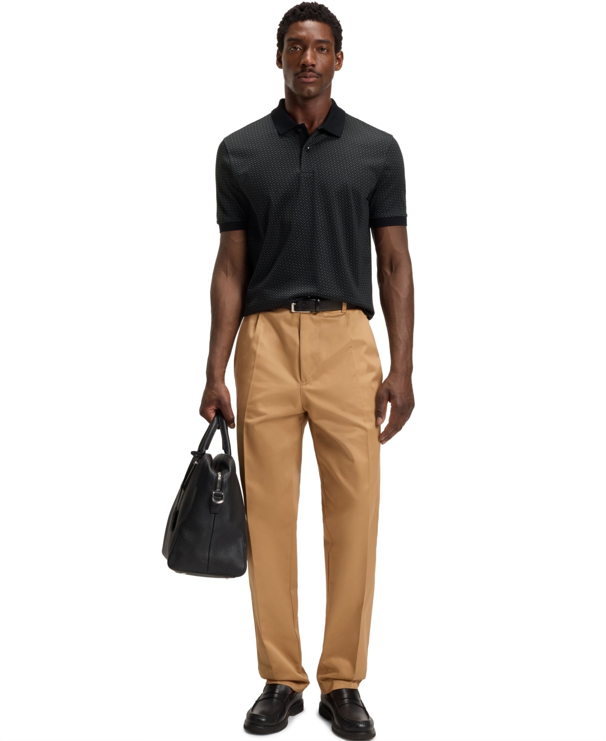 Hugo Boss Boss By  Men's Mercerised-cotton Monogram T-shirt In Black