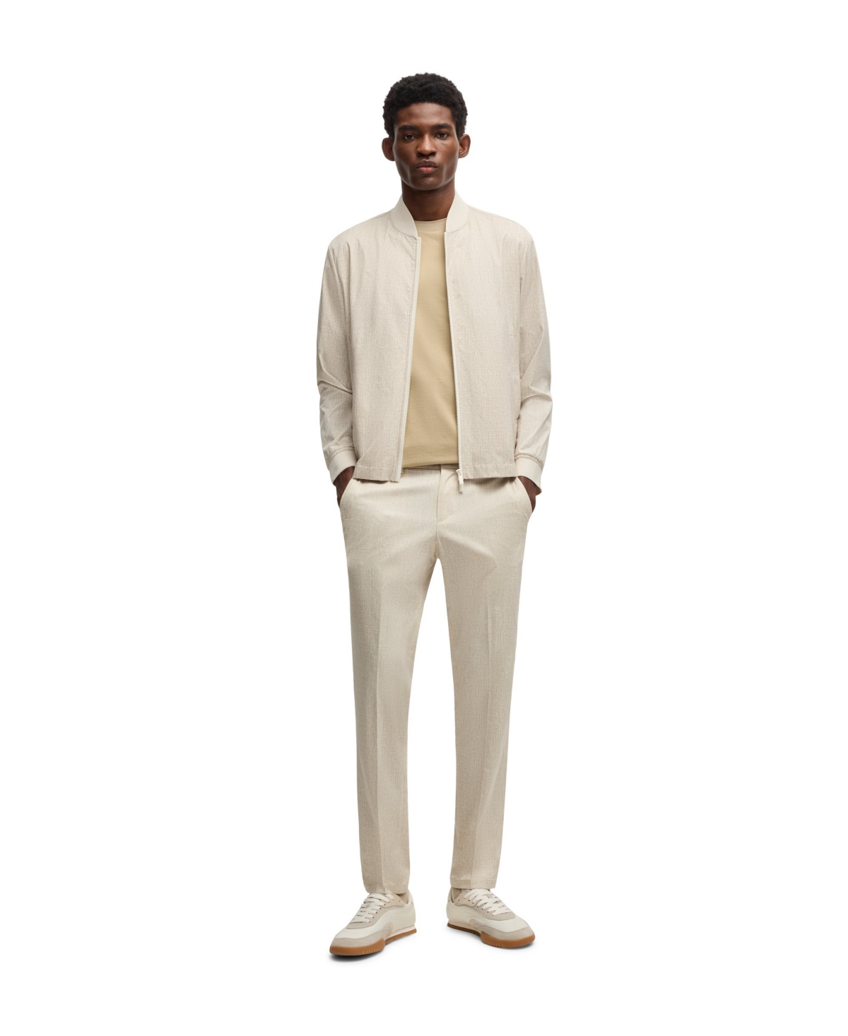 Hugo Boss Boss By  Men's Two-way Zip Water-repellent Packable Jacket In Neutral