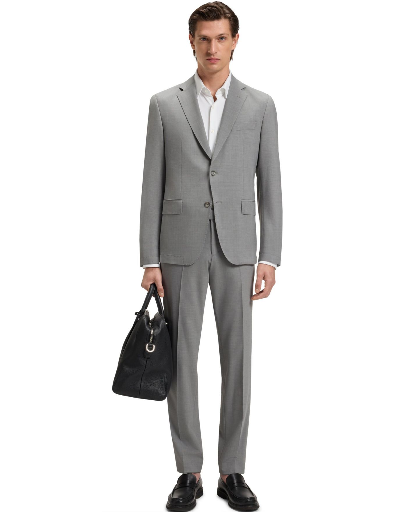 Мужские комплекты Hugo Boss Slim-Fit Washable Micro-Patterned Suit, цвет: Серый — фото 1