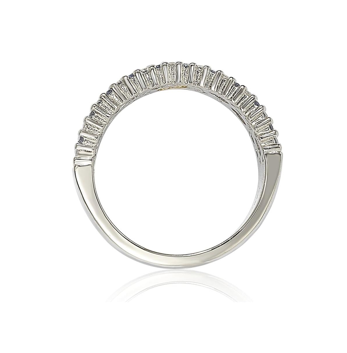Suzy Levian New York Sterling Silver Sapphire & Created White Half Band