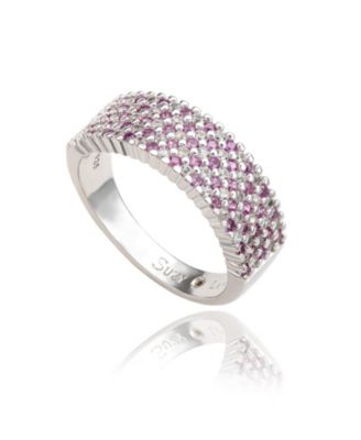 Suzy Levian Sterling Sapphire & Created Sapphire Half Band