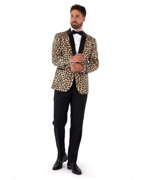 Мужские брюки OppoSuits Tuxedo - Chique Velvet Smoking Tux - Slim Fit - Including Blazer, Pants And Bow Tie, цвет: Бежевый / Коричневый с принтом