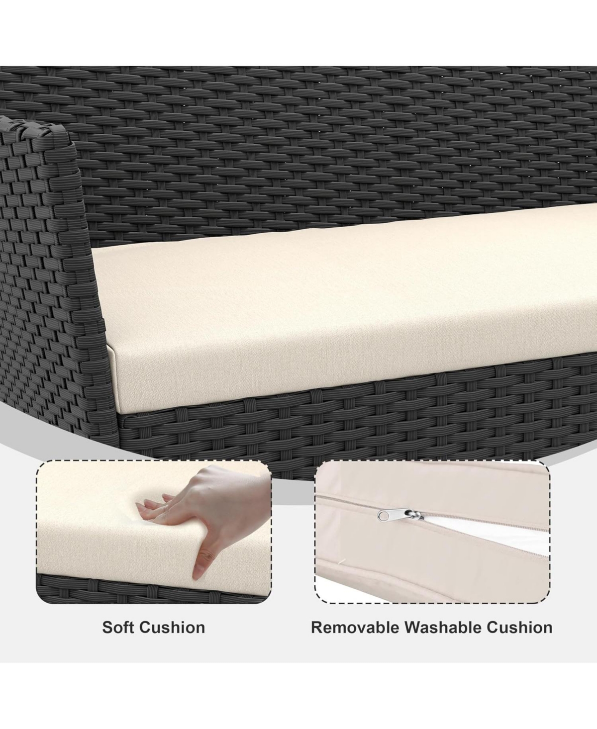 Gaomon 4 Piece Brown/Black Weather-Resistant Rattan Patio Furniture Set, Deck Chairs & Wicker Combo for Garden & Lawn