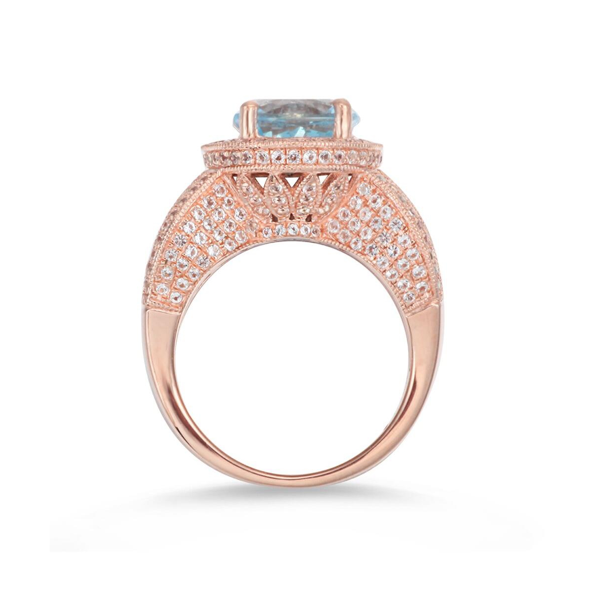 Suzy Levian New York Sterling Silver Round Cut Center Topaz Cocktail Ring