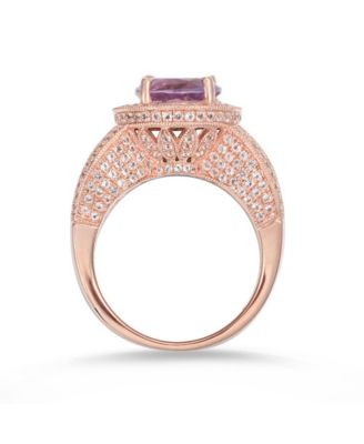 Suzy Levian Sterling Silver Round Cut Center Topaz Cocktail Ring