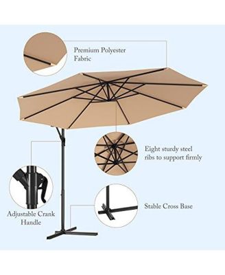 10 Feet Offset Hanging Umbrella with Base and Infinite Tilt