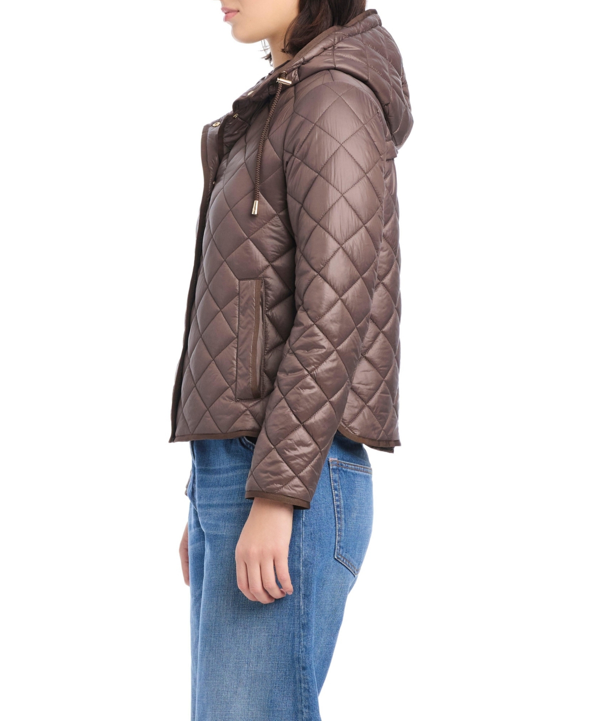 Kate Spade New York Hooded Quilted Packable Jacket In Brown