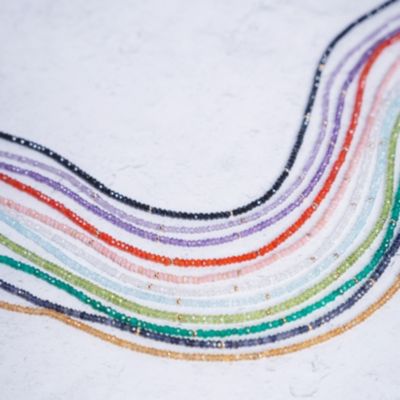 Pink Opal Bead Necklace 14K Gold