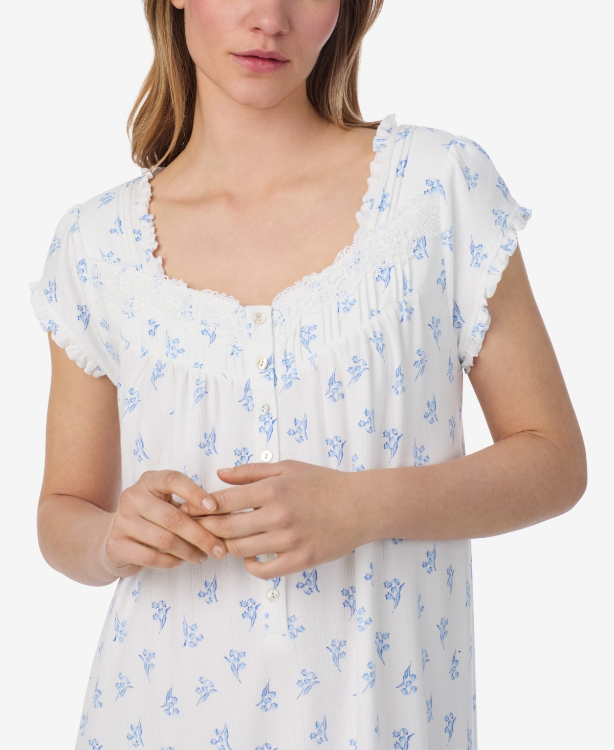 Eileen West Women's Cap Sleeve Waltz Nightgown In White
