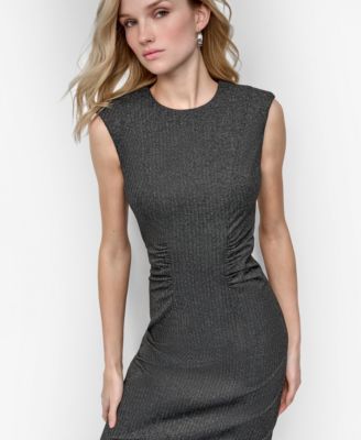 Women's Sleeveless Crew Neck Sheath Dress