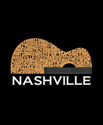 Plus Size Nashville Guitar Word Art V-Neck T-Shirt