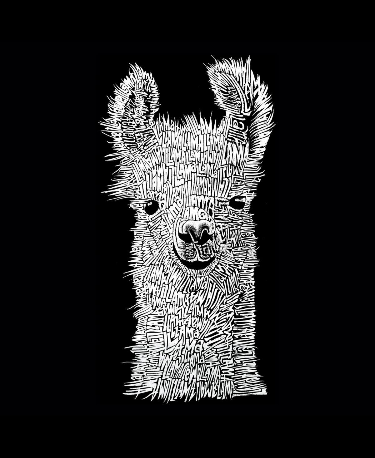 La Pop Art Plus Size Llama Word Art V-neck T-shirt In Black