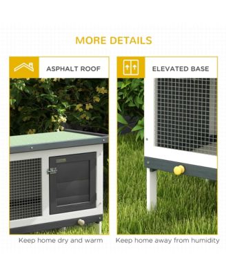 Fir Wood Rabbit Hutch W/ Slide-Out Tray and Openable Roof, Dark