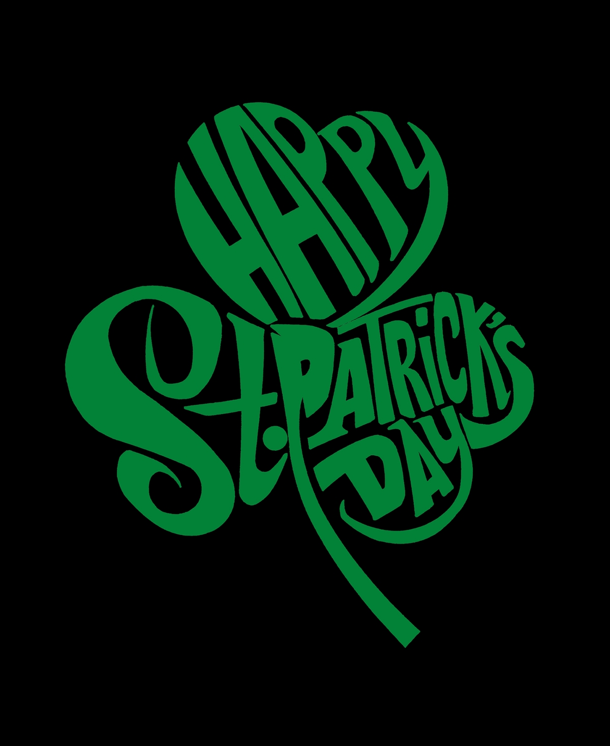 La Pop Art Plus Size St. Patrick's Day Shamrock Word Art V-neck T-shirt In Black